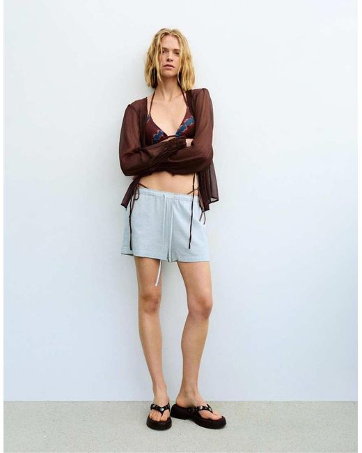 Pull&Bear Shorts Van Linnenmix in het Blue