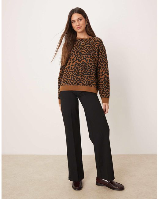 Mango Brown Leopard Print Jumper