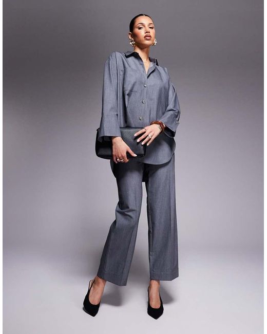 River Island Blue Oversized Shirt Co-ord