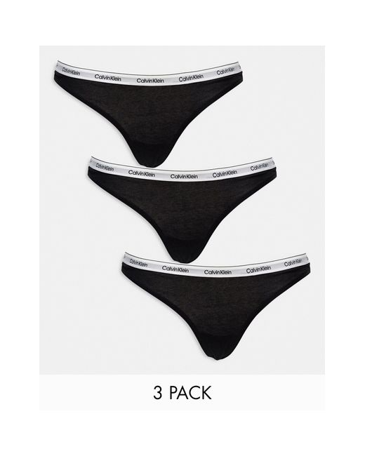 Calvin Klein Black 3 Pack Modern Logo Thong
