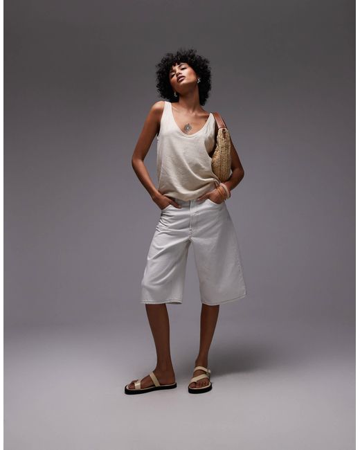 & Other Stories Gray Linen Blend Vest Top With Low V Back