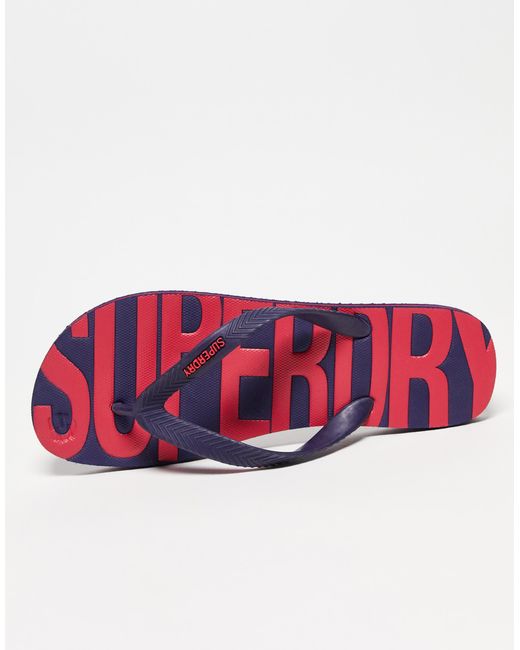Superdry – vegane vintage-zehenstegsandalen in Pink für Herren