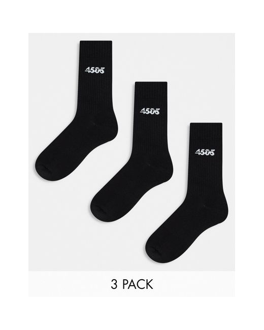 ASOS 4505 Black Icon 3 Pack Anti Bacterial Crew Sport Socks