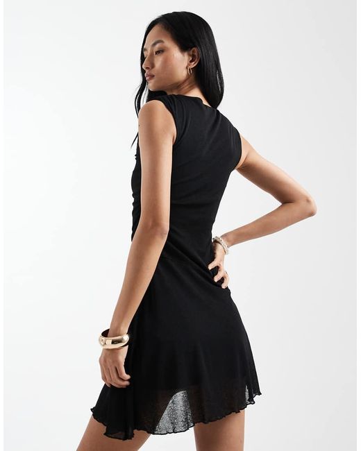 Cotton On Black Mesh Asymmetric Hem Mini Dress
