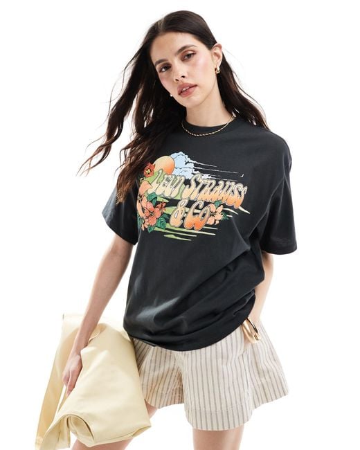 Levi's Black Short Stack Surf Print Oversized T-shirt