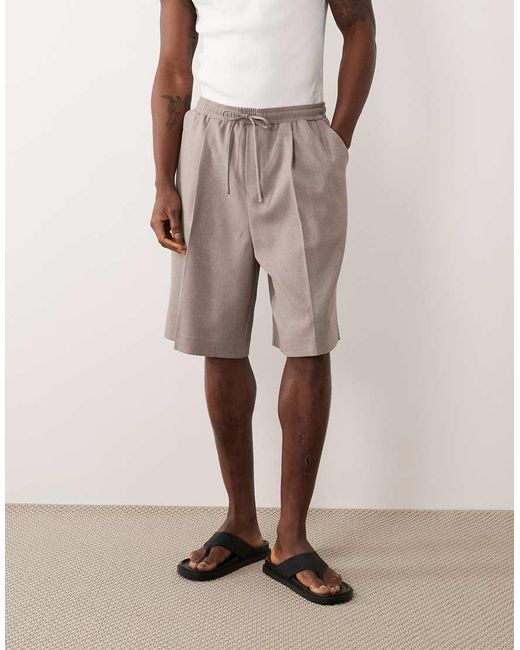 ASOS Natural Tailored Pull On Bermuda Shorts for men
