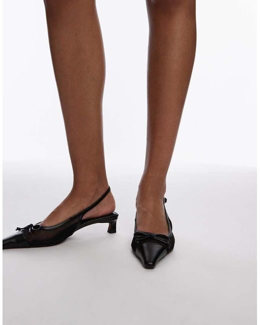 TOPSHOP Black Alya Mesh Slingback Mid Heel Court Shoes