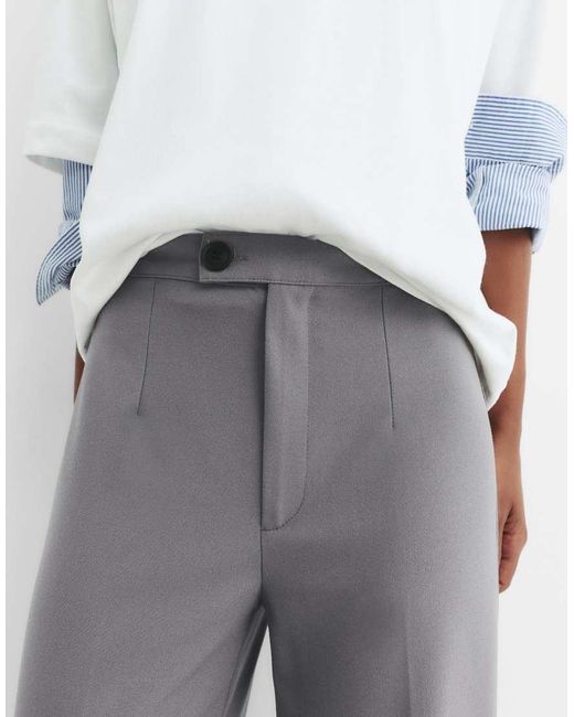 Pull&Bear White High Waist Smart Trousers