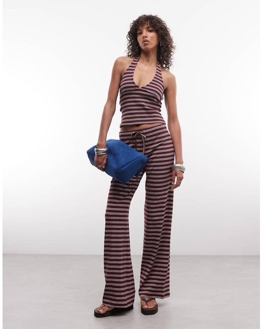 Collusion Multicolor Plunge Halterneck Top Co Ord
