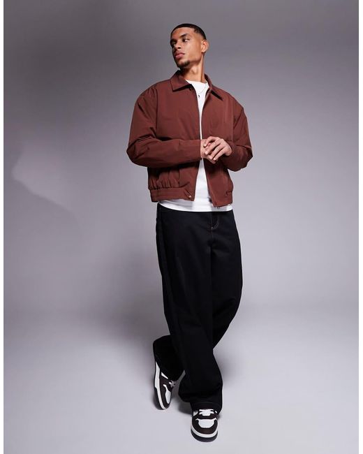 Chaqueta Harrington Color Óxido Ligera De -Marrón ASOS de hombre de color Red