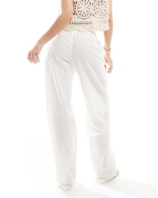 Monki White Linen Trousers