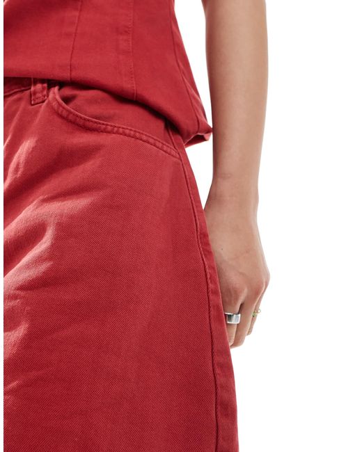 ASOS Red Denim Longline A Line Short
