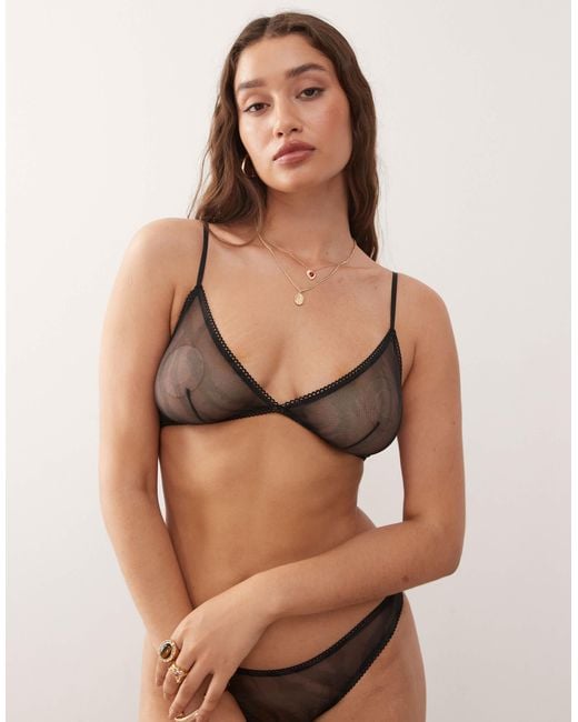 Monki Multicolor Mix And Match Soft Mesh Triangle Bra
