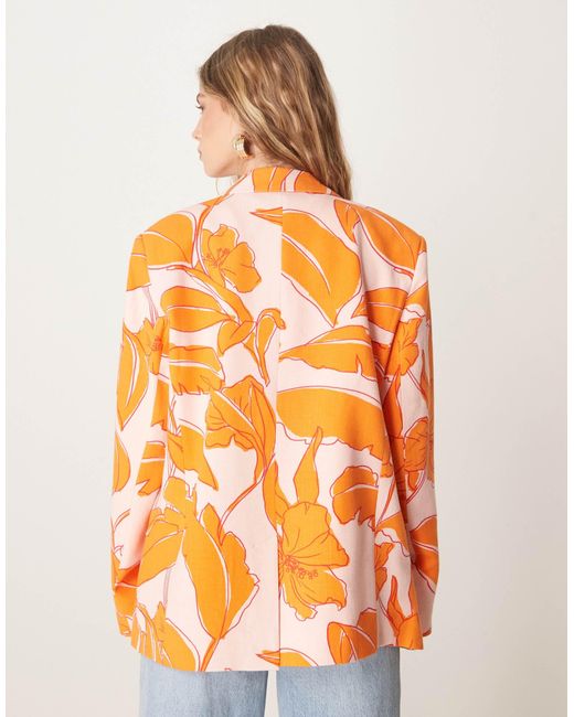 ASOS Orange Relaxed Blazer Co-ord With Linen
