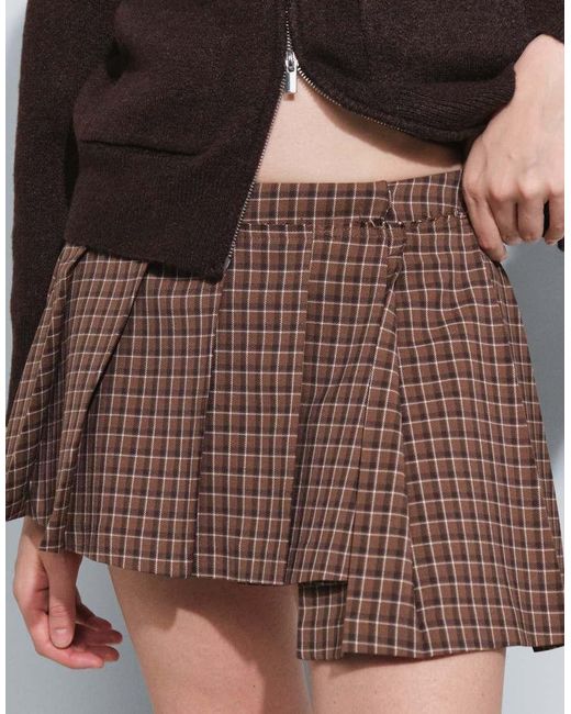 Monki Black Exclusive Asymmetric Pleated Mini Skirt