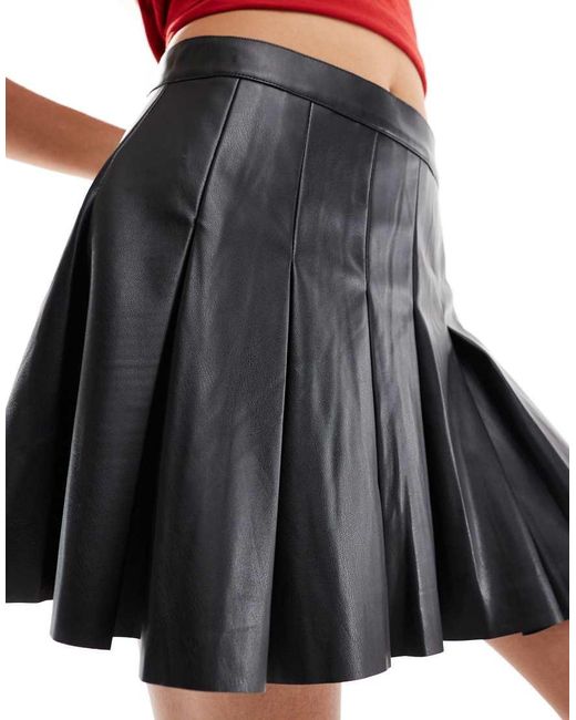 Noisy May Red Faux Leather Pleated Mini Skirt