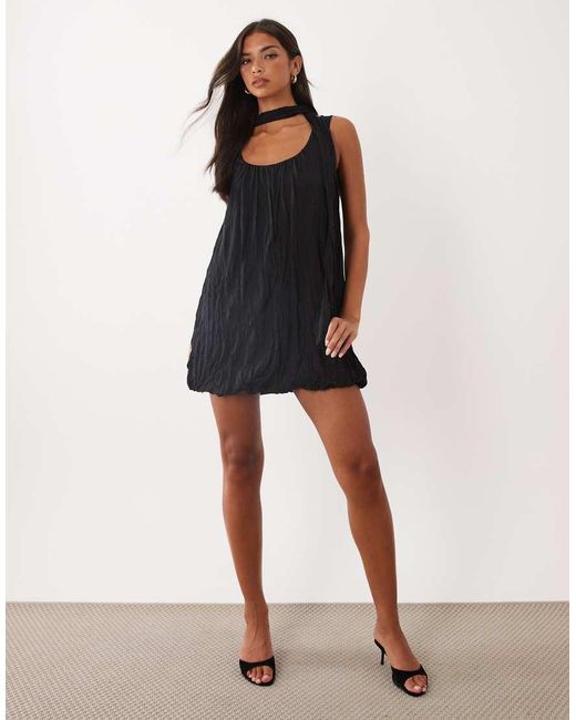 ASOS Black Crinkle Scarf Mini Dress