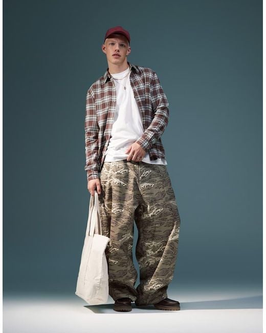 ASOS Blue Oversized baggy Camo Print Trousers for men