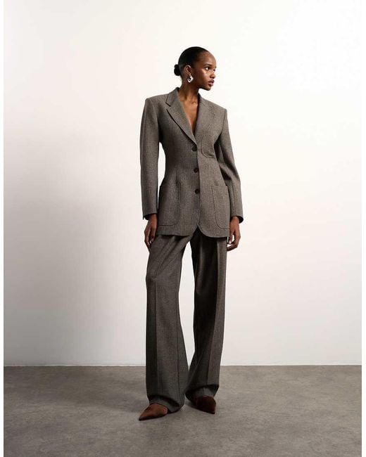 TOPSHOP Gray Tolu Coker X Cinched 80s Blazer
