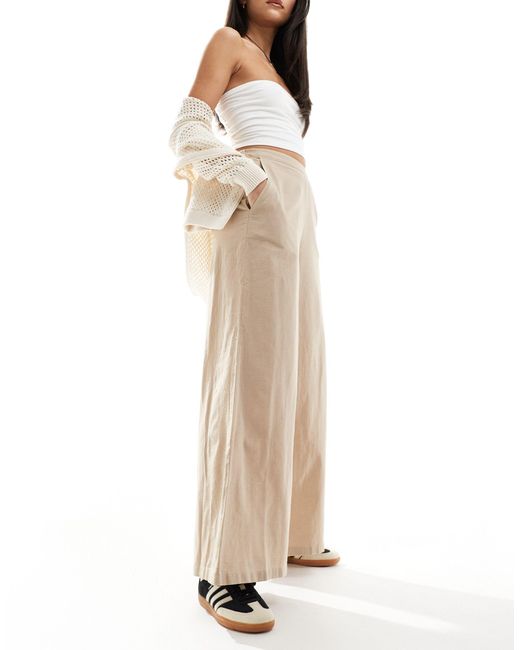 French Connection Natural Lightweight Linen Blend Wide Leg Trousers