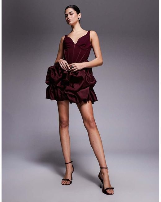 River Island Purple Corseted Ruffle Hem Mini Dress