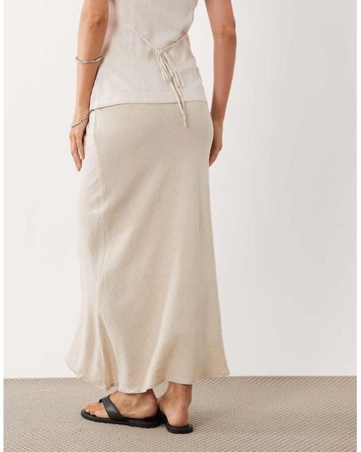 ASOS Natural Linen Look Bias Cut Midaxi Skirt