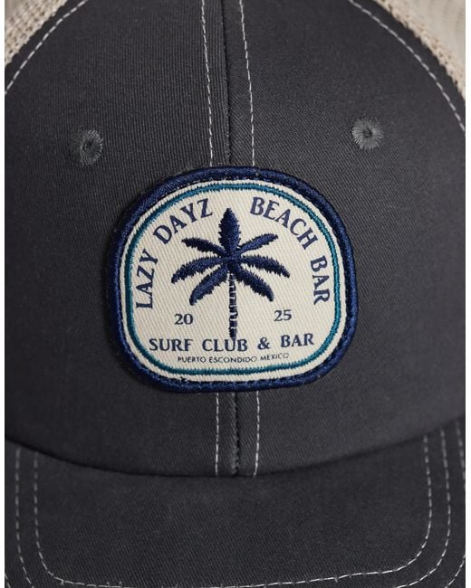 ASOS Blue Washed Trucker Cap for men