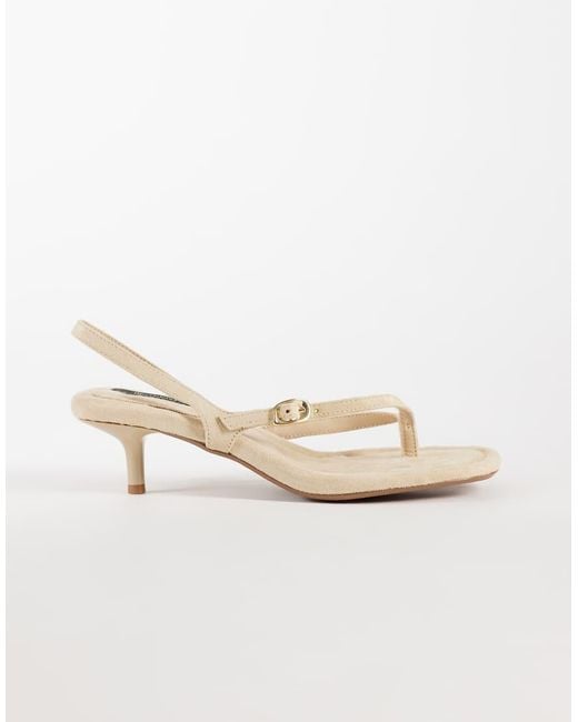 River Island Natural Buckle Toe Thong Heeled Sandals