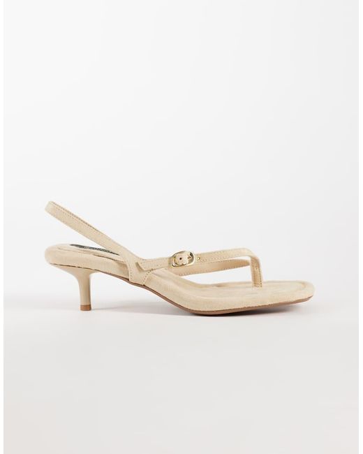 River Island Natural Buckle Toe Thong Heeled Sandals