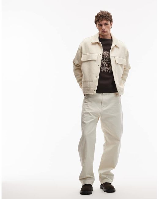 ASOS Natural Wool Look Harrington Jacket for men
