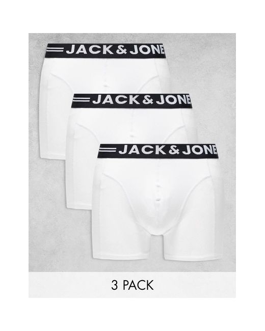 Confezione da 3 boxer aderenti bianchi di Jack & Jones in White da Uomo
