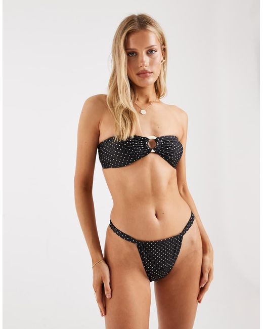 Brave Soul Black Tanga Bikini Bottoms
