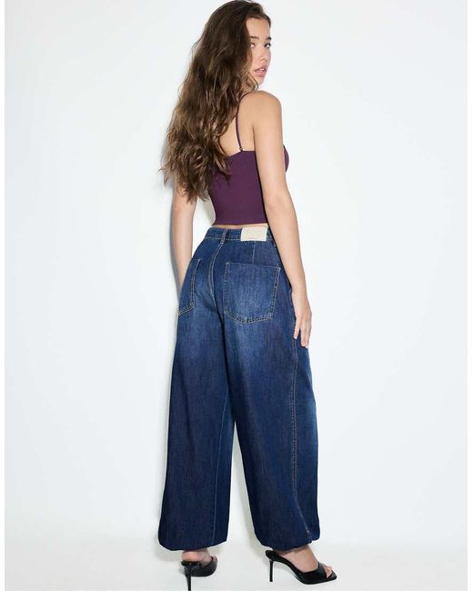 Stradivarius Blue 100% Cotton Sarouel Jeans