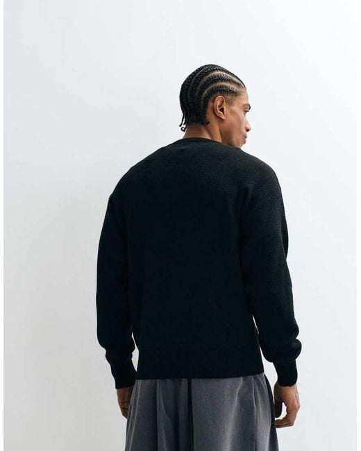 No Problemo Blue Cotton Wool Mix Knitted Jumper With Large Sleeve Logo for men