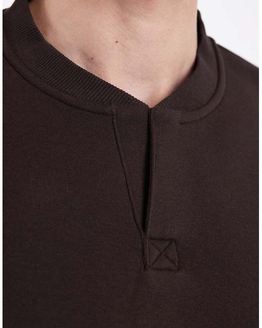 ASOS Black Boxy Open Neck Henley for men
