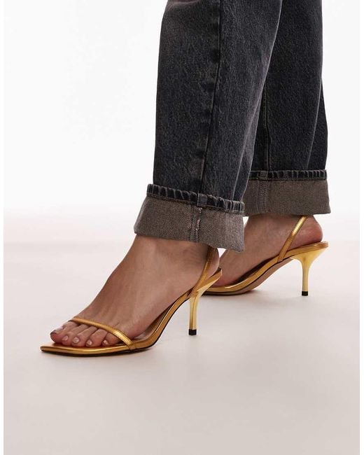 Black barely there sandals mid heel sales