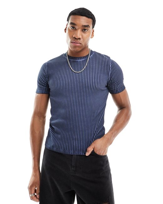 ASOS Blue Muscle Cropped T-shirt for men