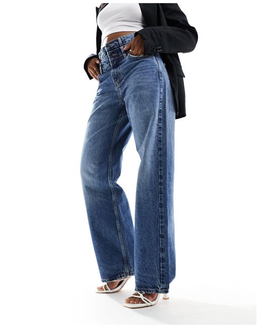 Jeans con doppia fascia di Mango in Blue