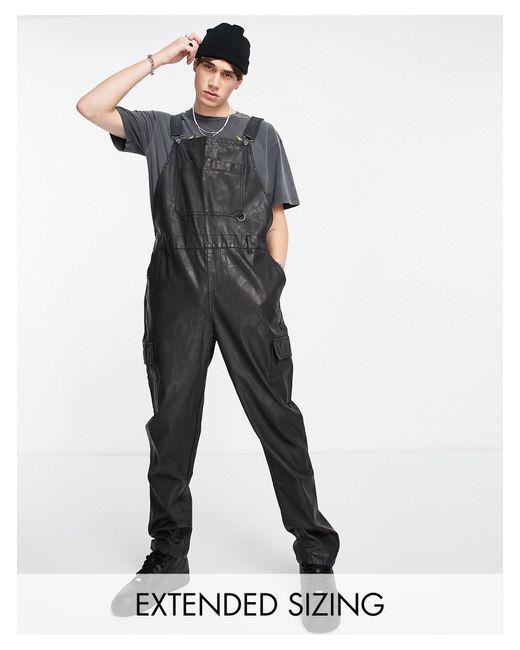 ASOS Fauxleather Overalls in Black for Men Lyst