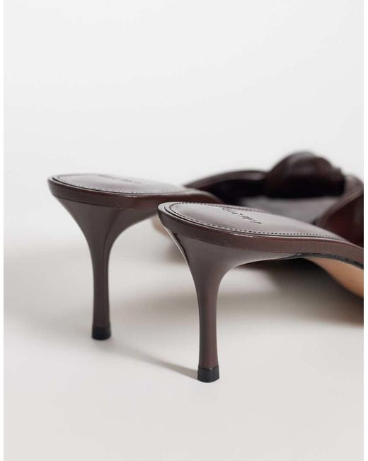 Mango Natural Heeled Mule With Knot Detail