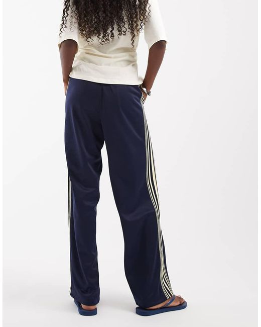 ONLY Blue Wide Leg Trousers With Side Stripes