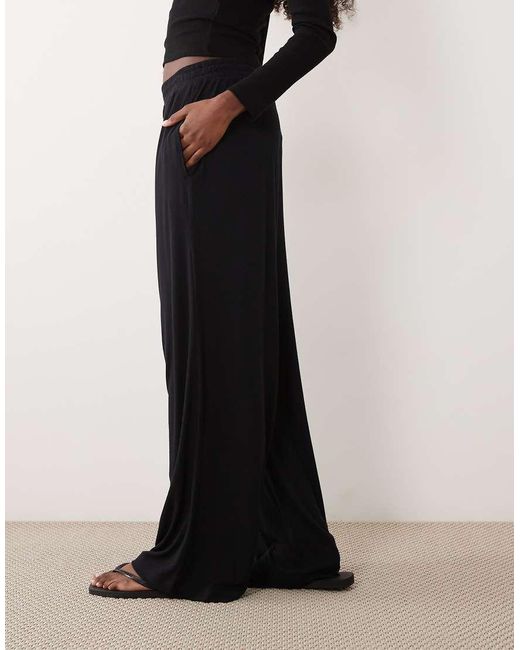 Abercrombie & Fitch Black Ribbed Jersey Balloon Fit Trousers