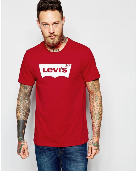Camiseta con manga murciélago y logo en rojo carmesí Levi's de hombre de color Red