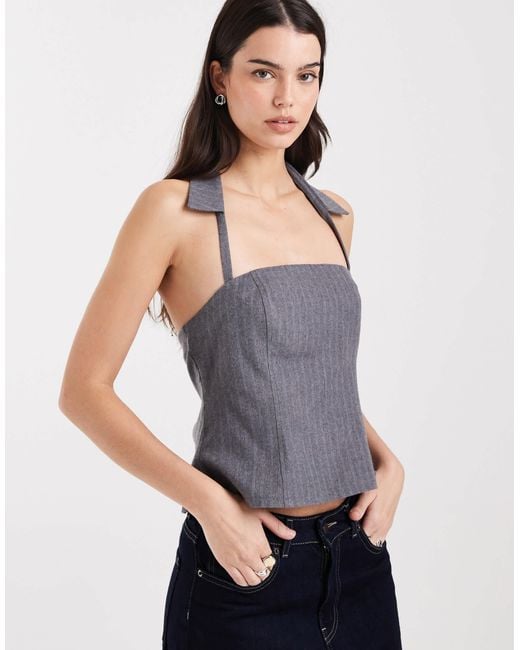 Collusion Women's Gray Tcollared Bandeau Top