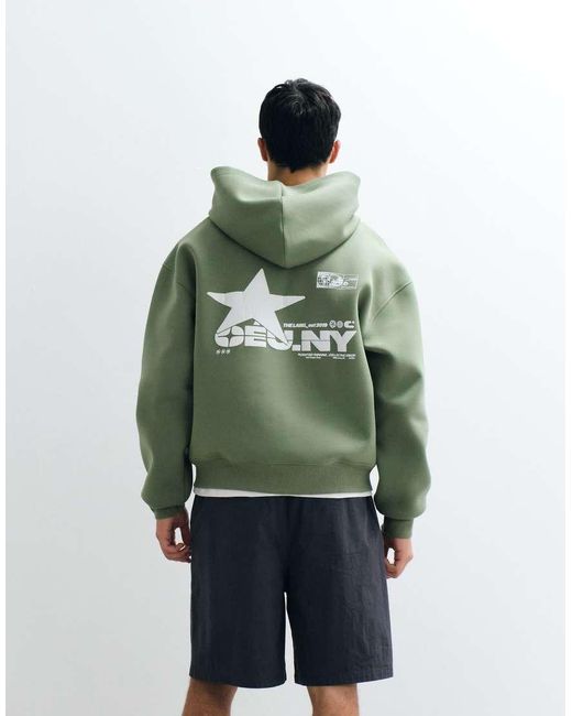 ASOS Green Relaxed Boxy Zip Through Hoodie for men