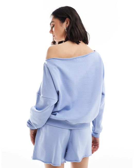 Cotton On Blue Cotton on – klassisches, schulterfreies fleece-sweatshirt