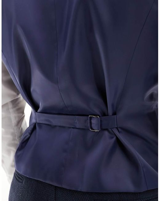Chaleco De Traje Entallado Con Diseño De Espiguilla Ancha De Mezcla De Lana De ASOS de hombre de color Blue