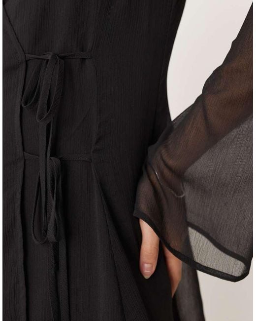 ASOS Black Wrap Mini Dress With Ties