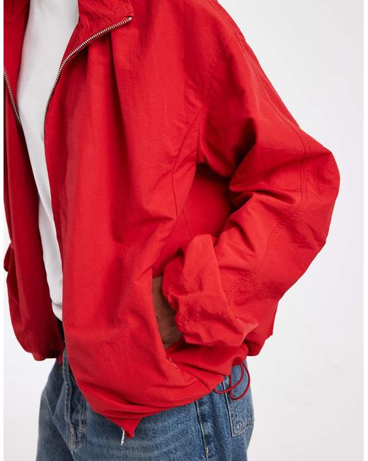 ASOS Red Oversized Bubble Hem Track Jacket