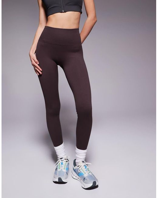 4505 Brown Petite Seamless Baby Rib High Waist Gym leggings